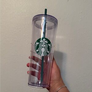 Starbucjs Clear Tumbler with Green Straw